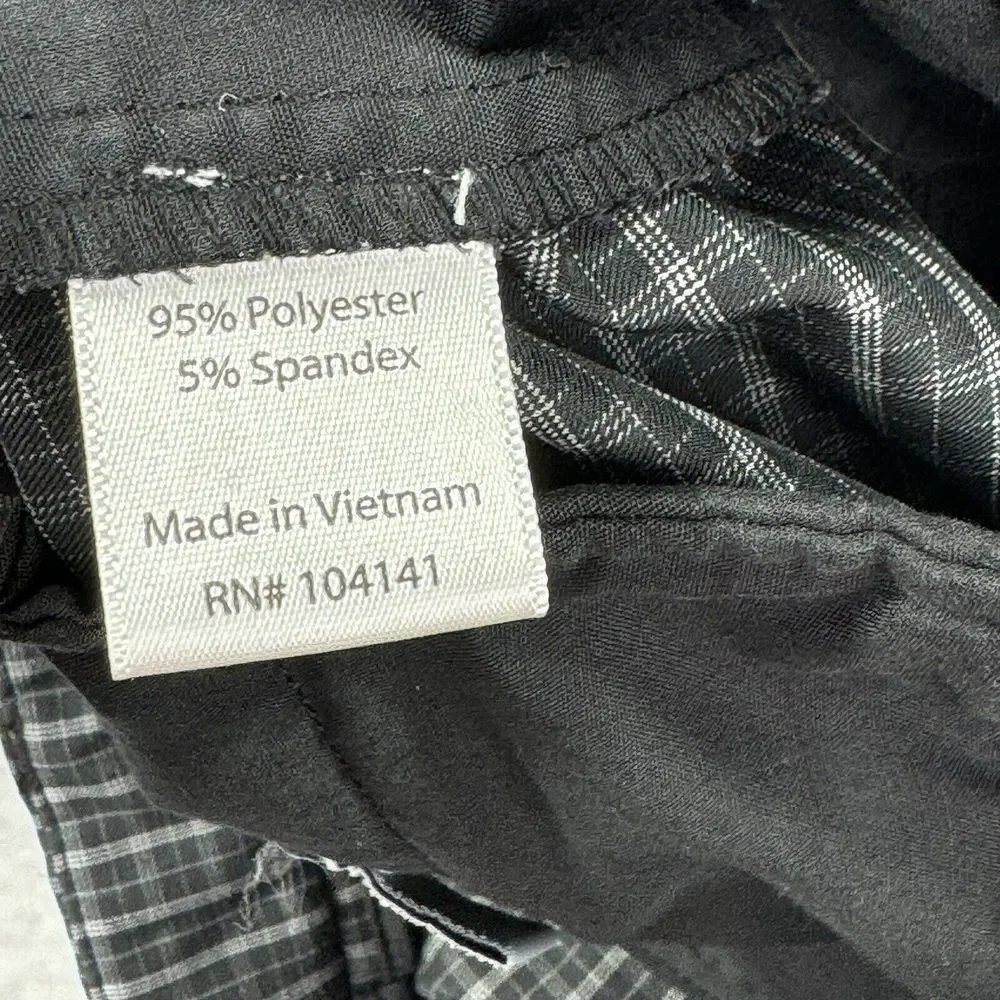 Walter Hagen Golf Shorts Mens 38 Black Gray Check Plaid‎ Classic Fit Stretch